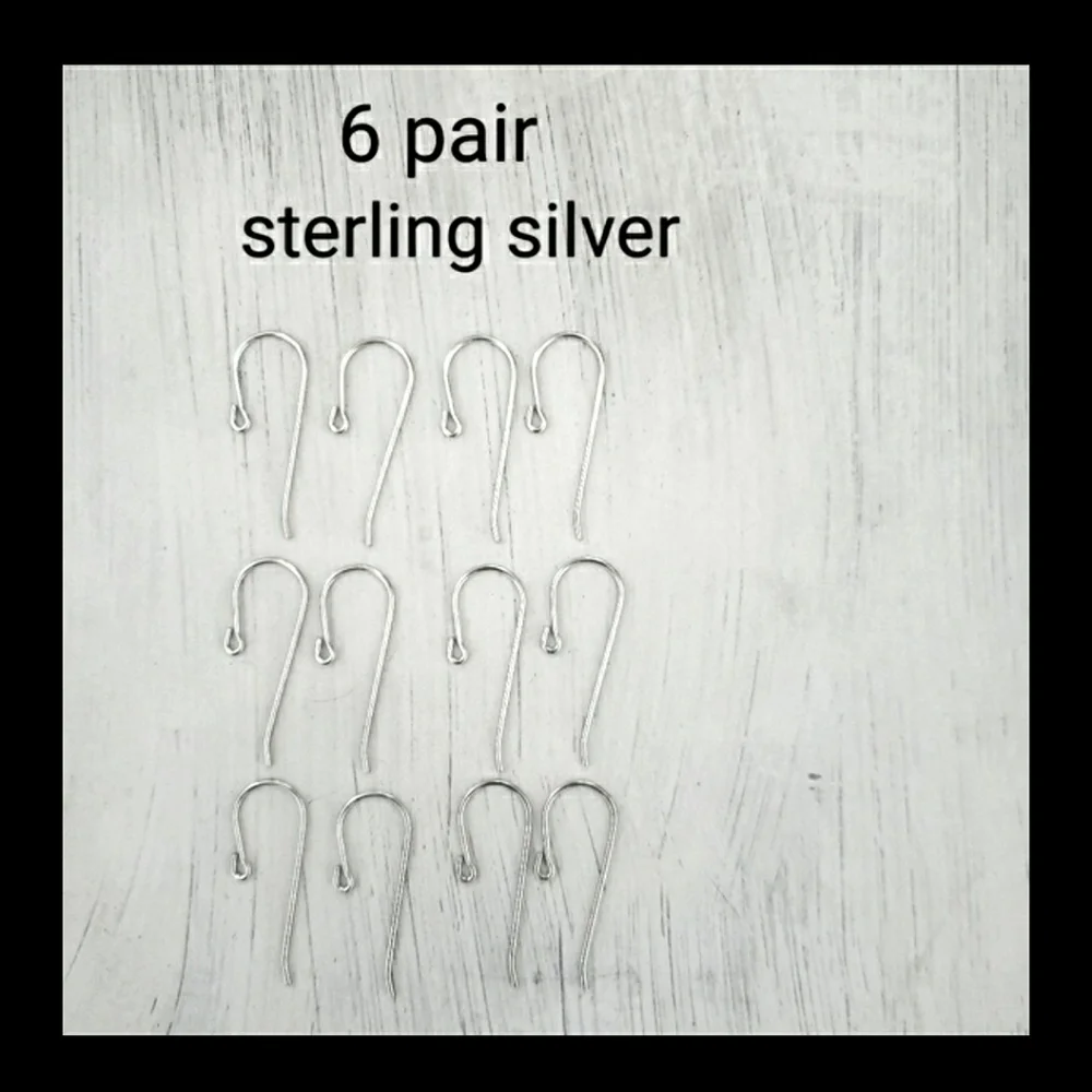 12 Solid Sterling Silver Ear Wires